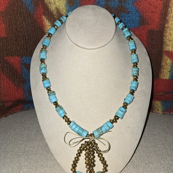 Persian Turquoise and Fair Trade bead Necklace - Picture 3 of 7